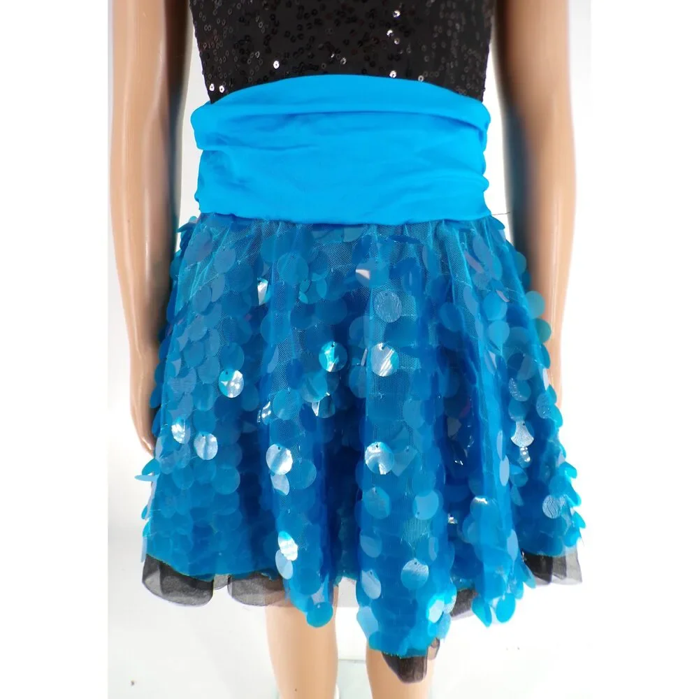 Pre-Owned Dance Costume Weissman 7806 Medium Child Turquoise Dress Jazz Musical
